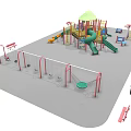 Outdoor Colorful Playground Equipment With Slides Climbing Frames Swings And Picnic Tables