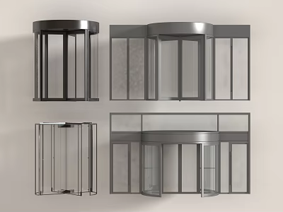 Various Types of Modern Revolving Door Designs with Glass and Metal Frames 3d model