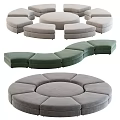 Modern Large Modular Sectional Sofa With Circular Curved Design And Gray Green Velvet Upholstery