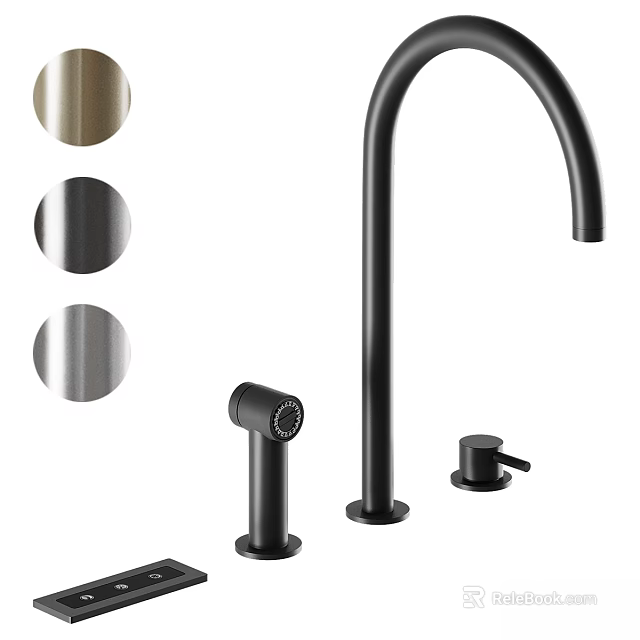 Modern Kitchen Faucet With Black Design And Multiple Color Options 3d model 