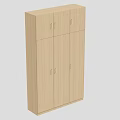 Light Wood Modern Wardrobe with Multiple Doors and Simple Cabinet Design 3d model