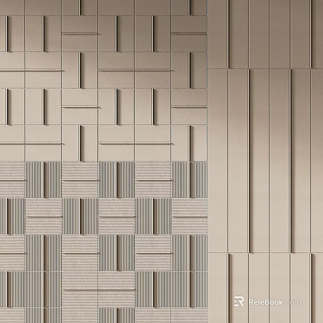 Elegant Geometric Wall Components With Structured Stripes And Patterned Panels 3d model 