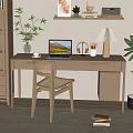 Simple desk and chair combination 3d model