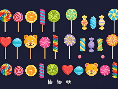 Vibrant Lollipop Pendant Featuring Various Shapes Spiral Striped Fruit And Heart Designs 3d model
