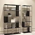 Modern Open Shelving Unit Featuring Books Vases and Decorative Items