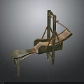 Historical Medieval Siege Weapon With Metal Frame And Projectile Arm