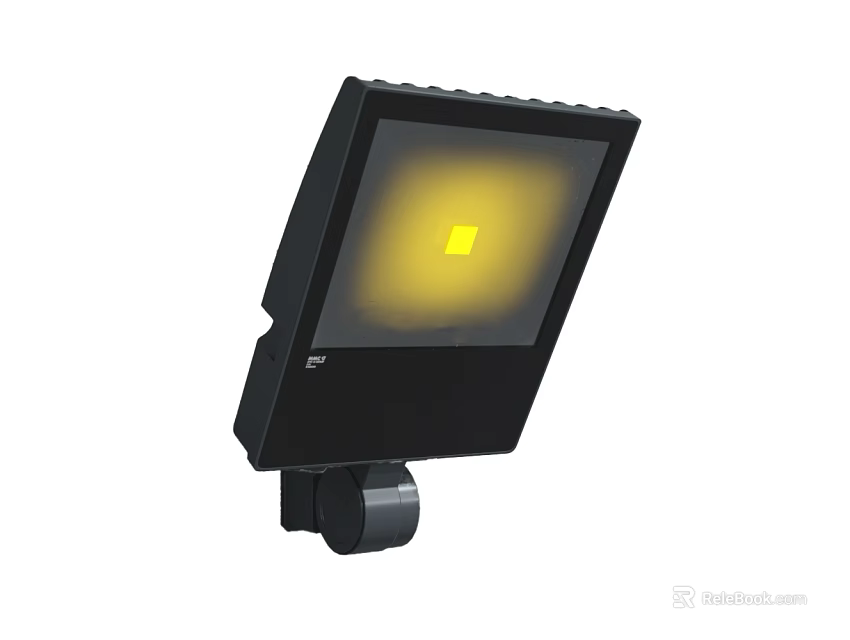 Black Outdoor LED Flood Light With Yellow Illumination And Adjustable Bracket 3d model