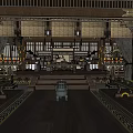 Chinese Style Luxurious Reception Hall With Wooden Structure Chandeliers And Carved Decorations
