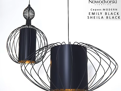 Black Modern Pendant Lights With Wire Frame Design For Contemporary Interior Lighting 3d model