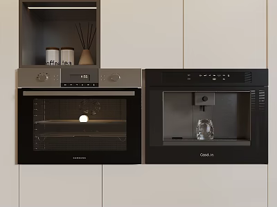 Modern Kitchen Appliances With Built in Oven And Water Dispenser And Cabinets 3d model
