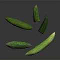 Fresh Green Cucumbers Whole And Sliced On Black Surface With Reflection 3d model