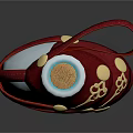 Wine Bottle And Glass With Red Cloth Wrapping Cork Gold Buttons Blue Embroidery White Body
