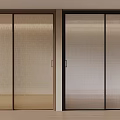 Modern Interior Sliding Doors With Light And Black Frames And Textured Panels 3d model