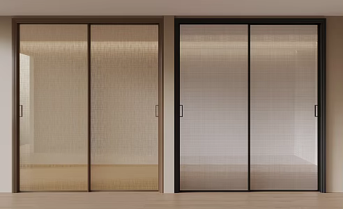 New Chinese-style Clamped Glass sliding door 3d model