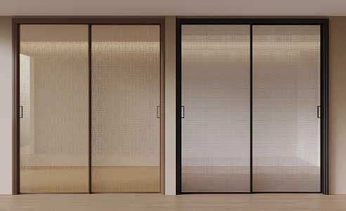 New Chinese-style Clamped Glass sliding door 3d model