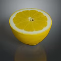 Fresh Juicy Lemon Half Sliced With Vibrant Yellow Pulp And Seeds