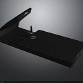 Black Office Folder Design With Paperclip Pen And Stationery Items