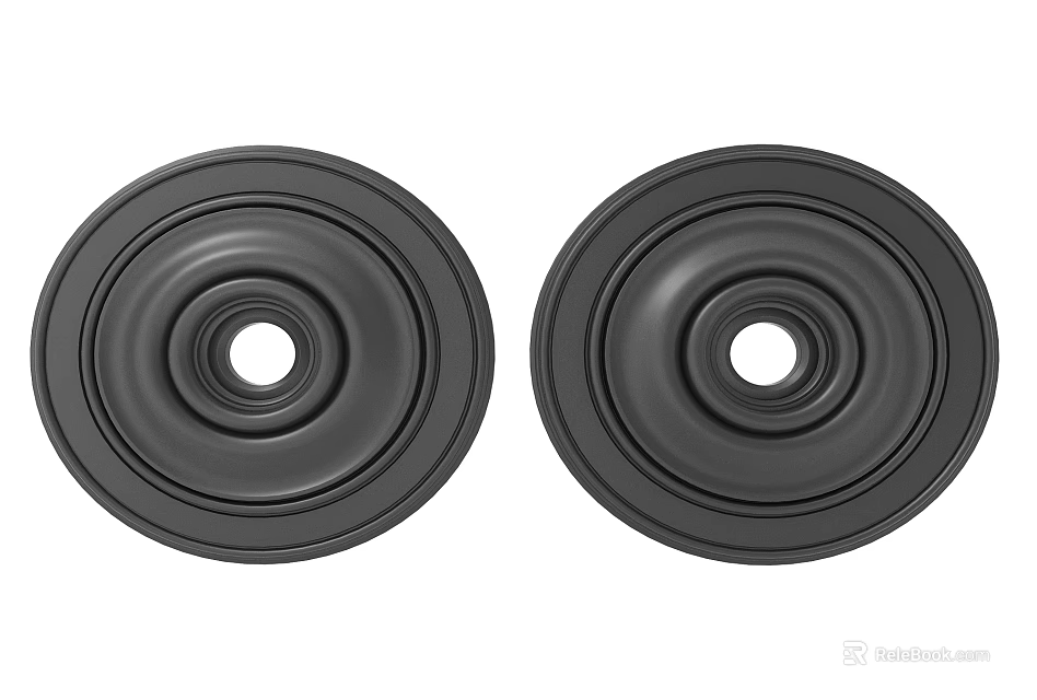 Two Black Circular Decorative Objects With Intricate Carvings And Smooth Edges Design 3d model 
