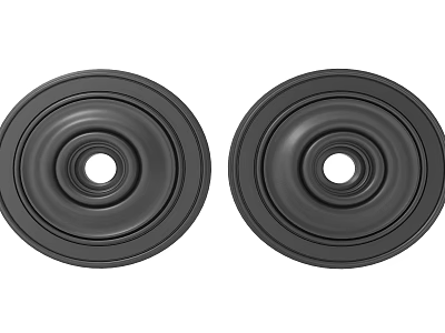 Two Black Circular Decorative Objects With Intricate Carvings And Smooth Edges Design 3d model
