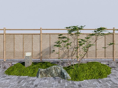 Chinese-style courtyard sketch bamboo fence bamboo partition fence bamboo fence anti-corrosion bamboo fence partition bamboo fence 3d model