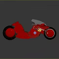 Stylish Red Motorcycle With Transparent Windshield Brown Seat Red Wheels And Decorative Graphics