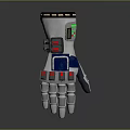 Game Movie Character Futuristic Mechanical Glove With White Gray Blue Design And Digital Screen