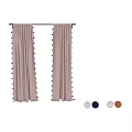 Elegant Pink Striped Curtains With Colorful Tassels For Home Window Decor