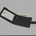 Black Leather Wallet with Credit Card and Dollar Bills Interior Design