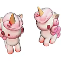 Cute Unicorn Sculptures With Pastel Pink Mane And Golden Horn Carving