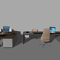 Modern Office Desk Setup With Computers Ergonomic Chairs And Workspace Design 3d model