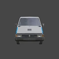 Side View Of Blue And White Commercial Cargo Van For Delivery