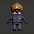 Cartoon Character Wearing Yellow Hard Hat With Mustache Purple Shirt And Flower
