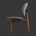 Modern Minimalist Leisure Chair With Round Backrest Light Beige Fabric And Wooden Frame