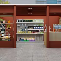 Grocery Store Retail Space With Shelves Of Various Products Beverages Snacks And Checkout Counter