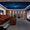 Luxurious Home Theater with Starry Ceiling and Brown Leather Seats for Ultimate Viewing Experience