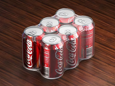 Commercial Beverage Display Rack with Wooden Surface Storing Coca Cola Cans for Retail Use 3d model