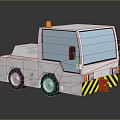White Tow Truck 3D Render With Orange Warning Light Yellow Black Stripes And Reflective Surface
