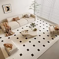 Sofa Coffee Table Combination Single Sofa Stool Potted Hanging Picture 3d model