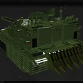Detailed Green Military Tank Model With Front Blade And Cannon Barrel