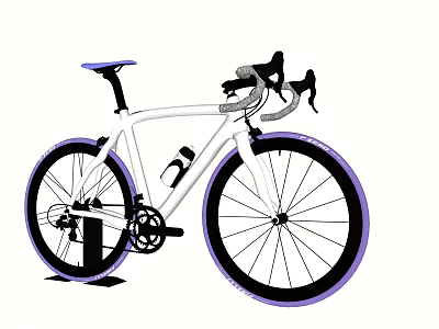 Sleek White Road Bicycle With Purple Rim Black Handlebar And Streamlined Frame 3d model