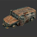 Rusty Vintage Off Road Vehicle Model With Weathered Metal Exterior