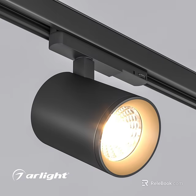 Black Track Mounted LED Spotlight With Warm Light For Home Interior 3d model 
