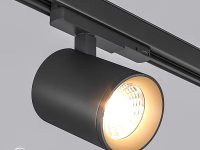 Black Track Mounted LED Spotlight With Warm Light For Home Interior 3d model