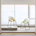 Modern Yellow And Green Single Chair With Metal Legs And Window Light