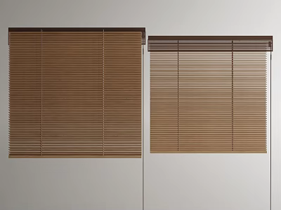 Brown Horizontal Wooden Window Blinds in Two Sizes for Interior Decoration 3d model