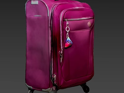 Purple Travel Suitcase With Durable Wheels Zipper And Decorative Luggage Tag 3d model