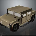 Beige Military Vehicle With Canvas Top And Rugged Off Road Design
