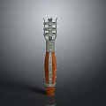 Artistic Decorative Column With Metal Grille And Wooden Riveted Base