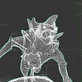 Black Humanoid Mythical Creature With Lava Like Skin Orange Glowing Core And Spikes