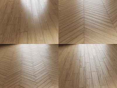 Light Wood Wooden Flooring with Herringbone and Straight Lay Patterns Smooth Shiny Surface 3d model